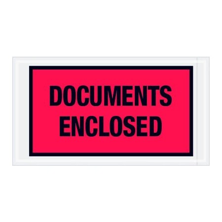 Box Packaging Full Face Envelopes, "Documents Enclosed" Print, 10"L x 5-1/2"W, Red, 1000/Pack PL436